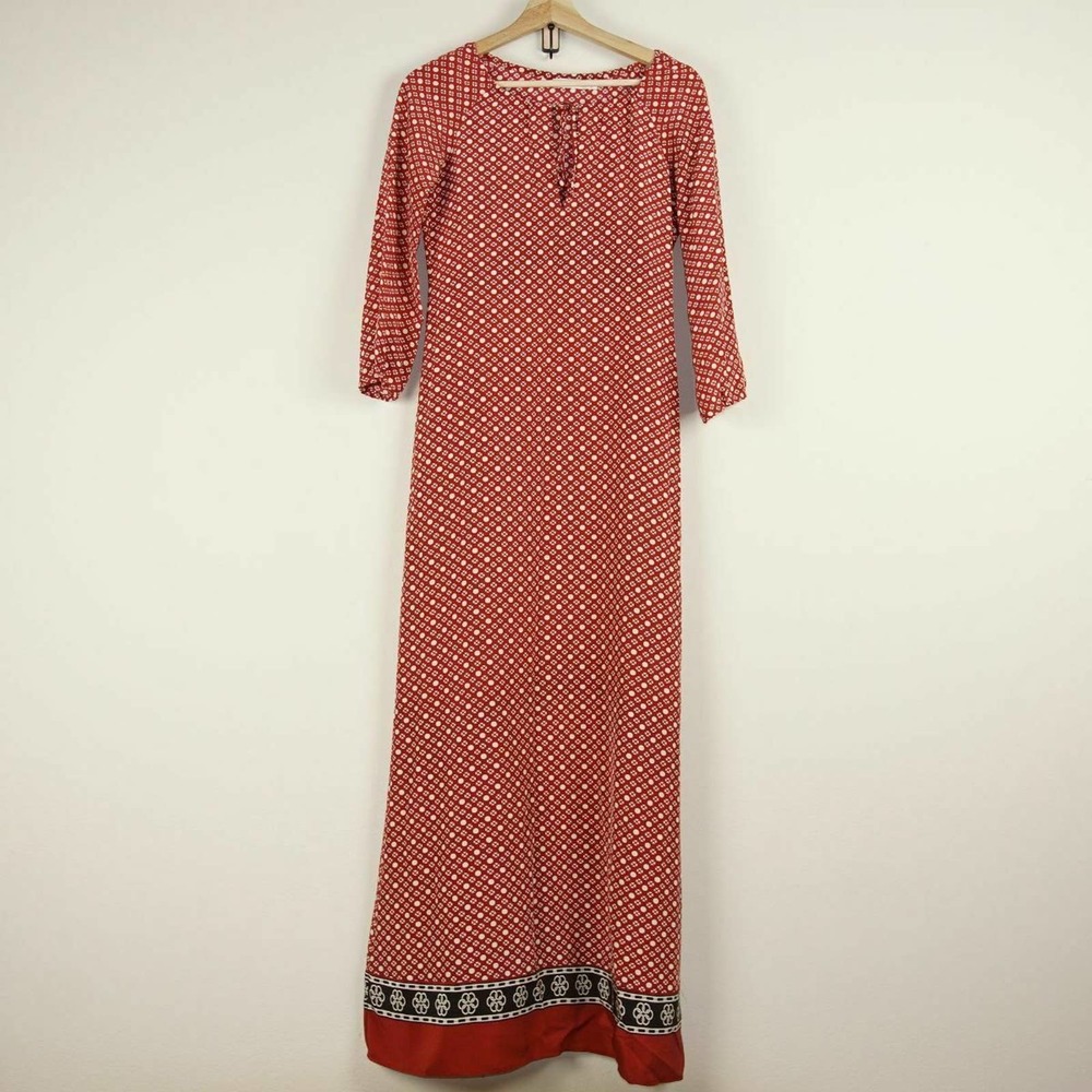 Nili Lotan Red Sleeved Cross Dot Dress S Altered